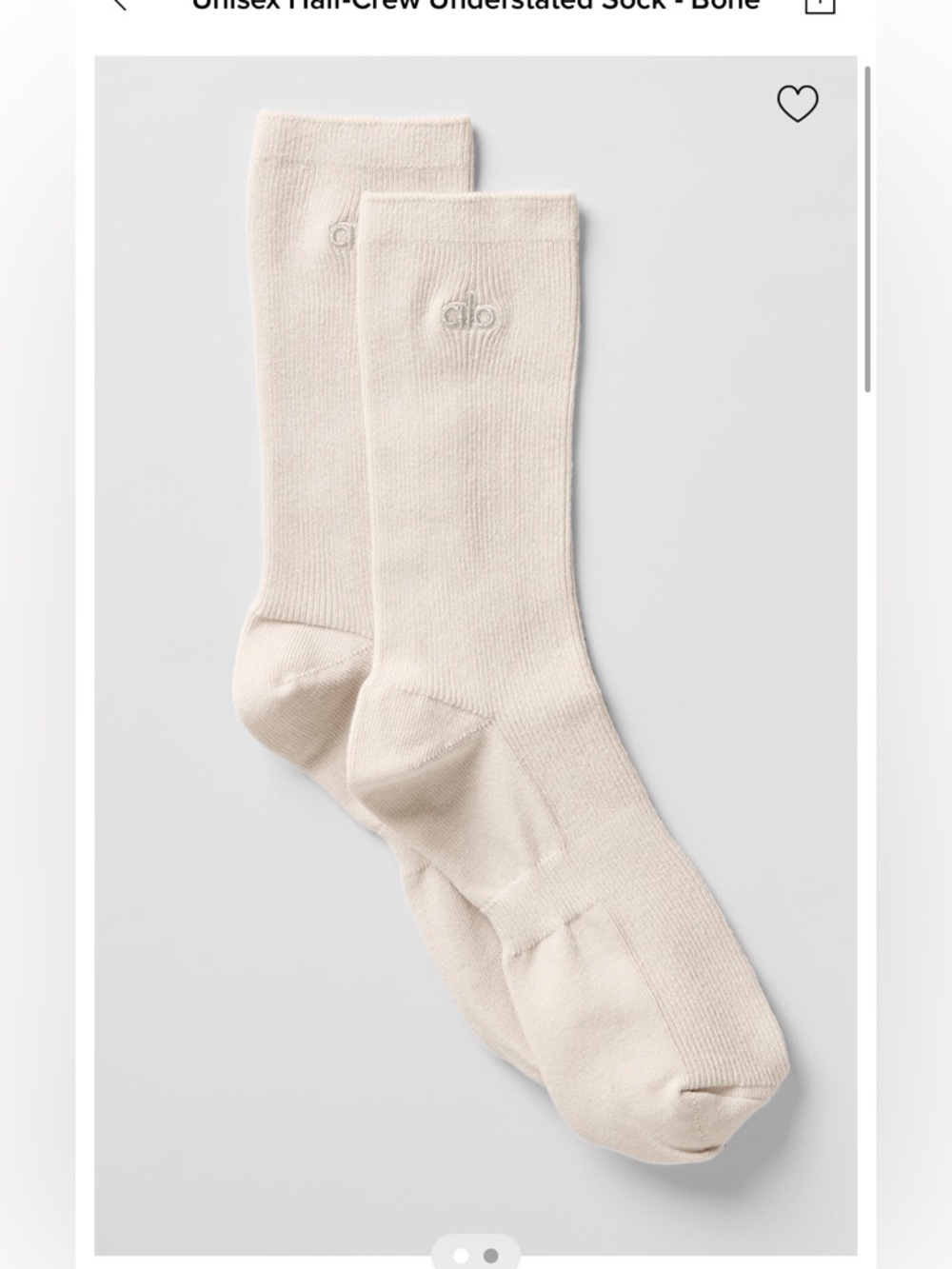 ALO Unisex Half Crew Understated Socks NWT